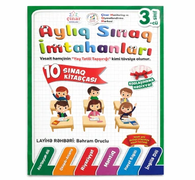 Kitab Çinar Yayımları Aylıq Sınaq İmtahanları 3-cü Sinif 10 Sınaq Kitabçası